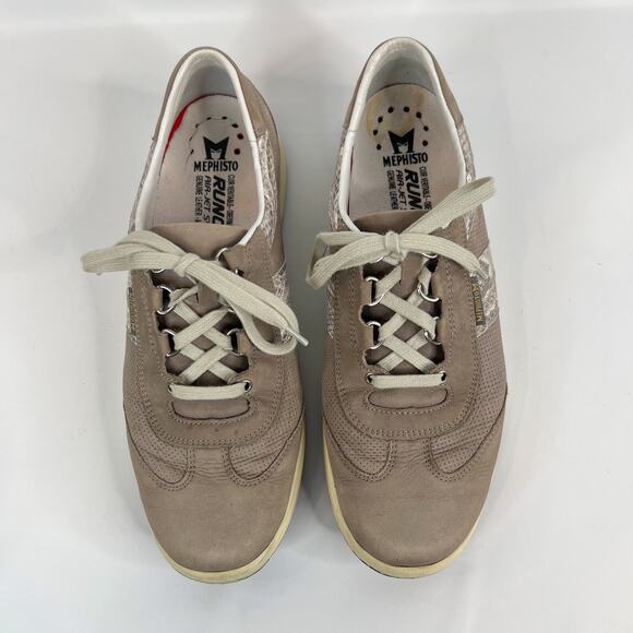 Mephisto Laser Perforated Sneaker US 10 Light Gray Nubuck Oxford Comfort Shoes - Picture 3 of 11